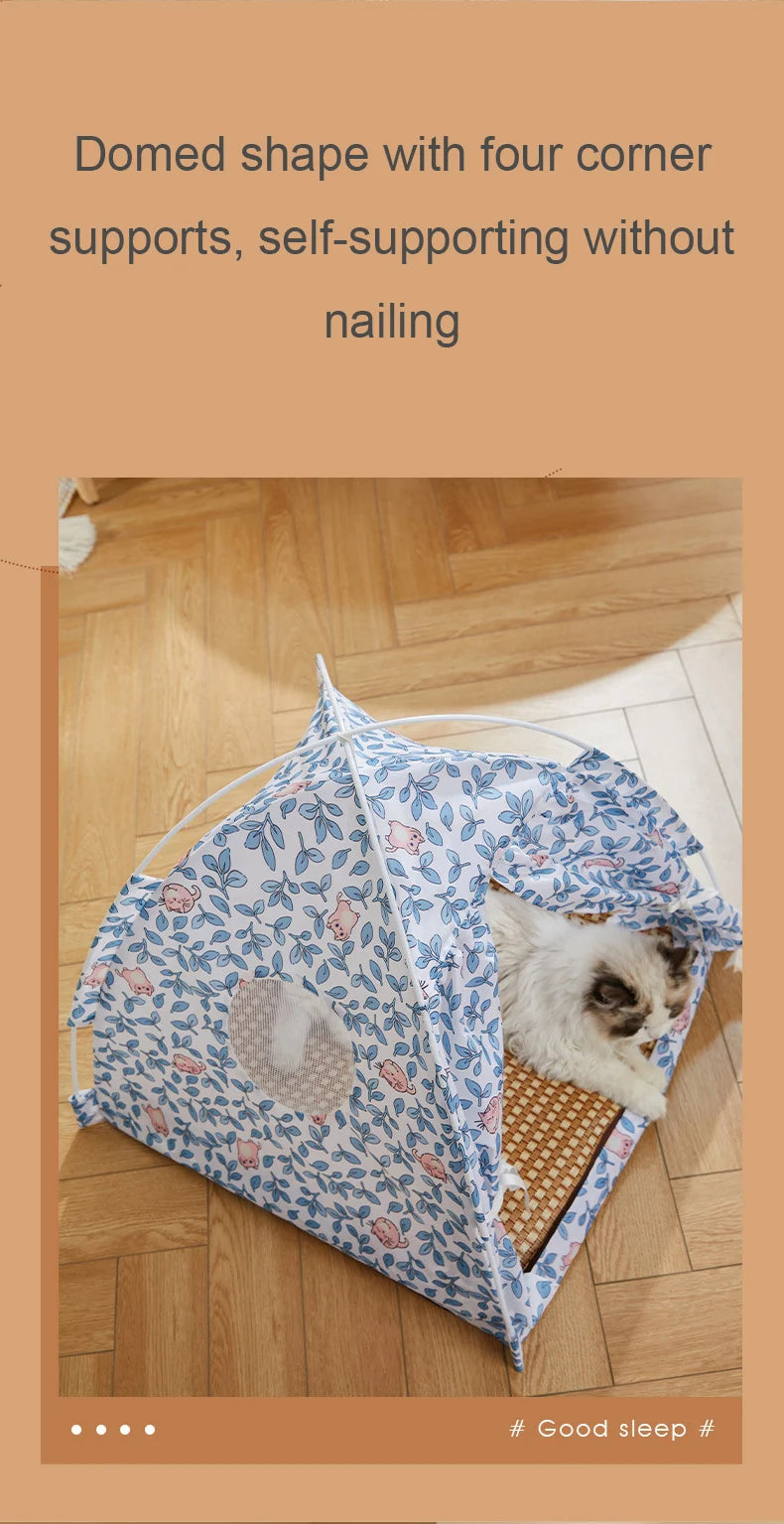 the PRETTY PET TENT - Foldable Outdoor Portable Easy Doghouse, Folding Pet Bed Cage, Pet Tent House
