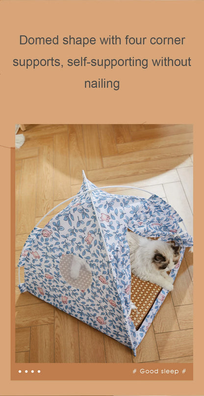 the PRETTY PET TENT - Foldable Outdoor Portable Easy Doghouse, Folding Pet Bed Cage, Pet Tent House
