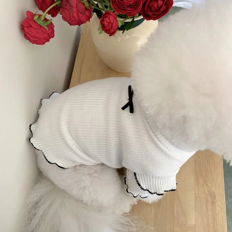 the BLUSHTAIL PUPPY VEST - Dog Shirt Vest, Pink Puppy Summer Clothes, Thin Knitted Dog Undershirt, Chihuahua, Bichon, Girls Dog Costume Flying Sleeves T-Shirts