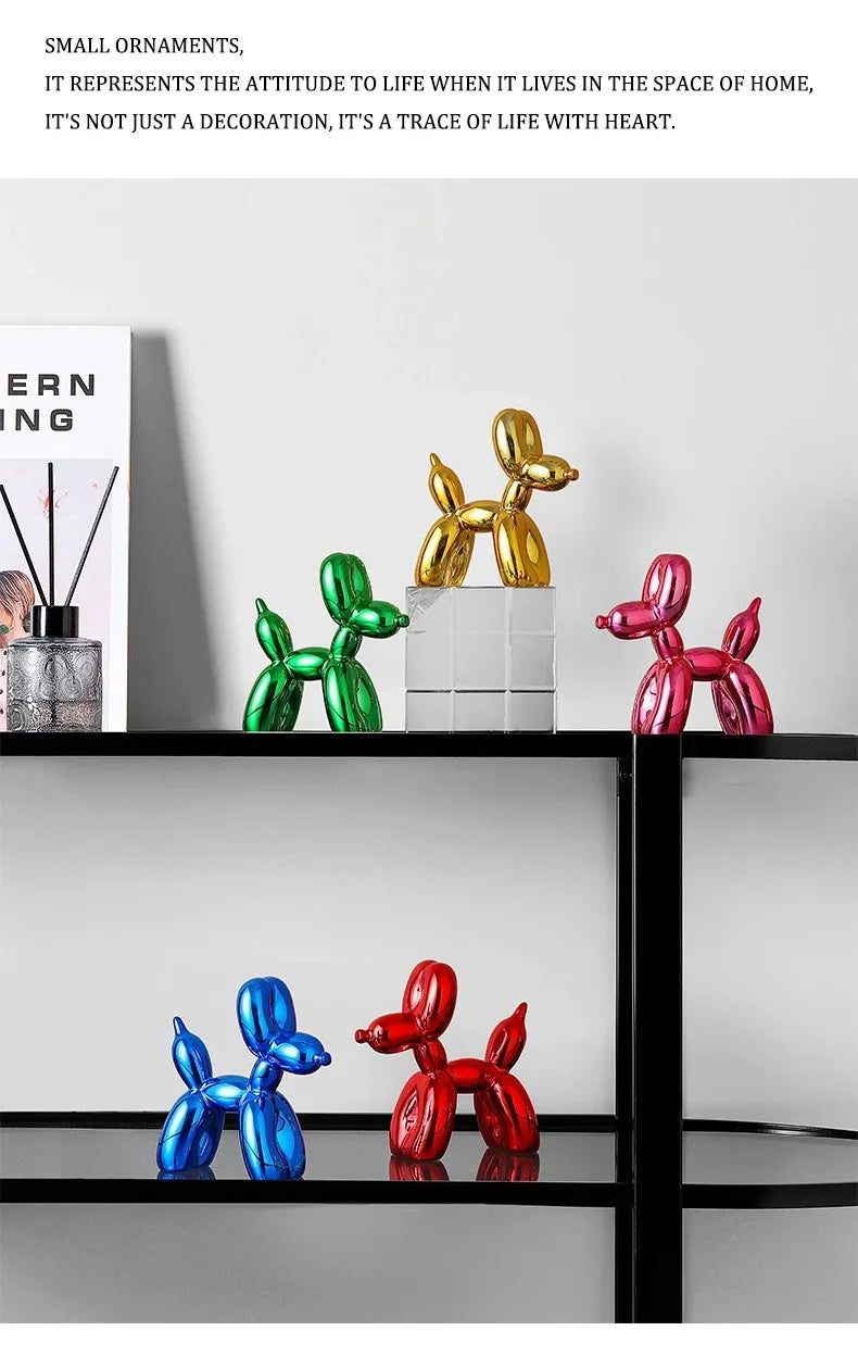 Resin Balloon Dog Sculpture Nordic Puppy Home Decor Living Room Desk Decor Office Figurines for Interior Decoration Home Statue