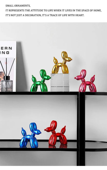 Resin Balloon Dog Sculpture Nordic Puppy Home Decor Living Room Desk Decor Office Figurines for Interior Decoration Home Statue