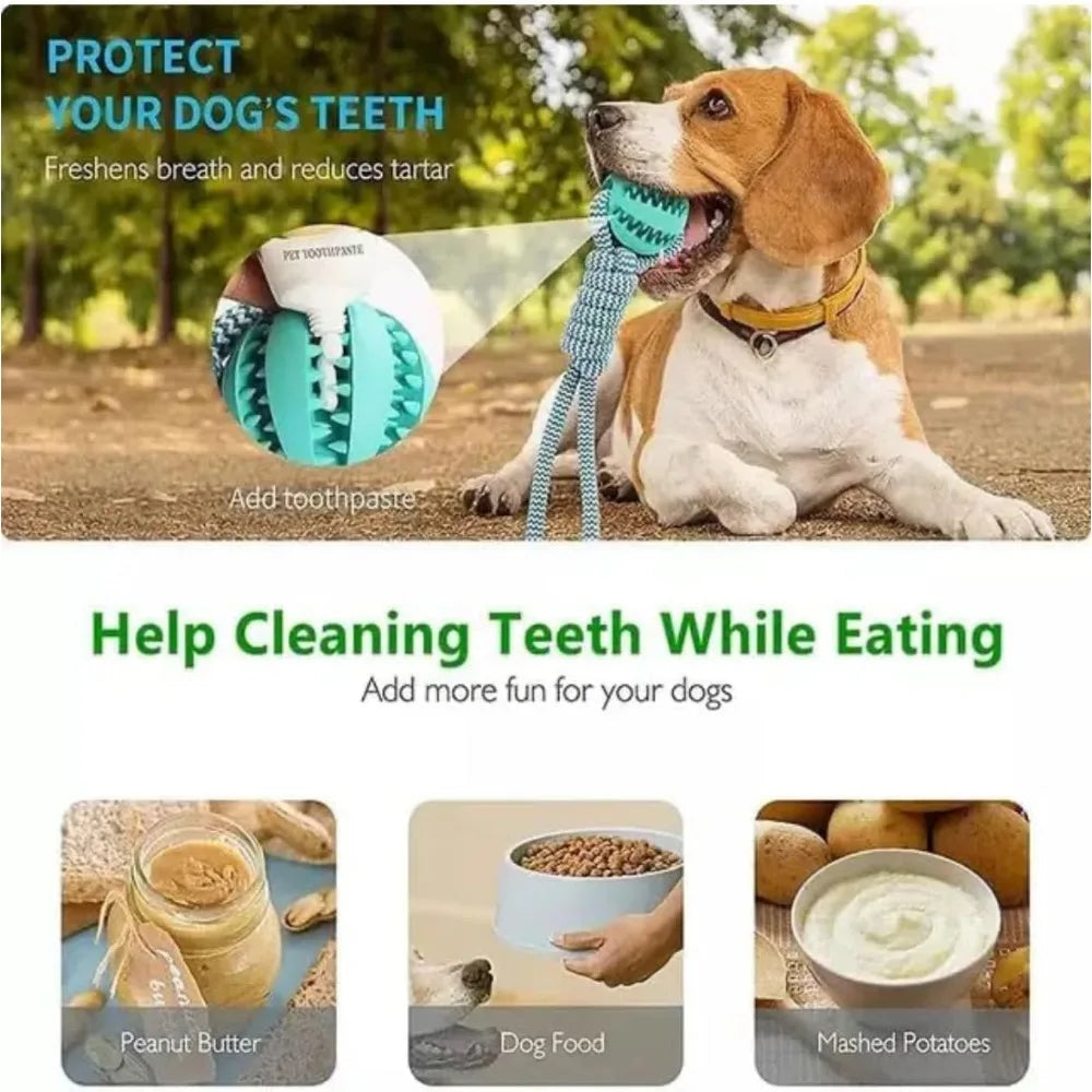 Dog Rope Ball Bite Resistance Training Ball with Rope Interesting Puzzle Teething Toy for Molar Teeth Cleaning Boredom Relieving