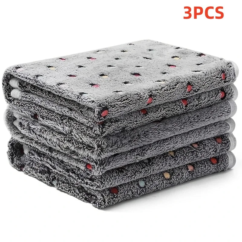 3PCS Soft Fluffy Pet Blanket Cute Dot Pattern Cozy Warm Blanket Cat Dogs Bed Small Large Dogs Mat Cover Pet Supplies Dog clothes