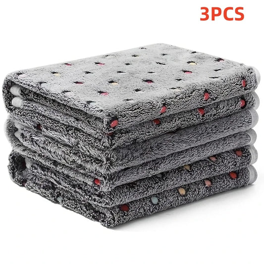 3PCS Soft Fluffy Pet Blanket Cute Dot Pattern Cozy Warm Blanket Cat Dogs Bed Small Large Dogs Mat Cover Pet Supplies Dog clothes