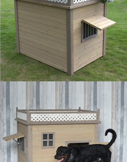 the DOGGY COTTAGE - Outdoor Solid Wood Doghouse, Kennel Indoor Large, Medium and Small Dogs, Outdoor Small, Medium and Large Courtyard Universal