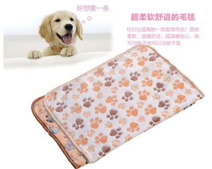 Thick Coral Fleece Pet Blanket Keeping Dogs Cats Warm in Autumn Winter