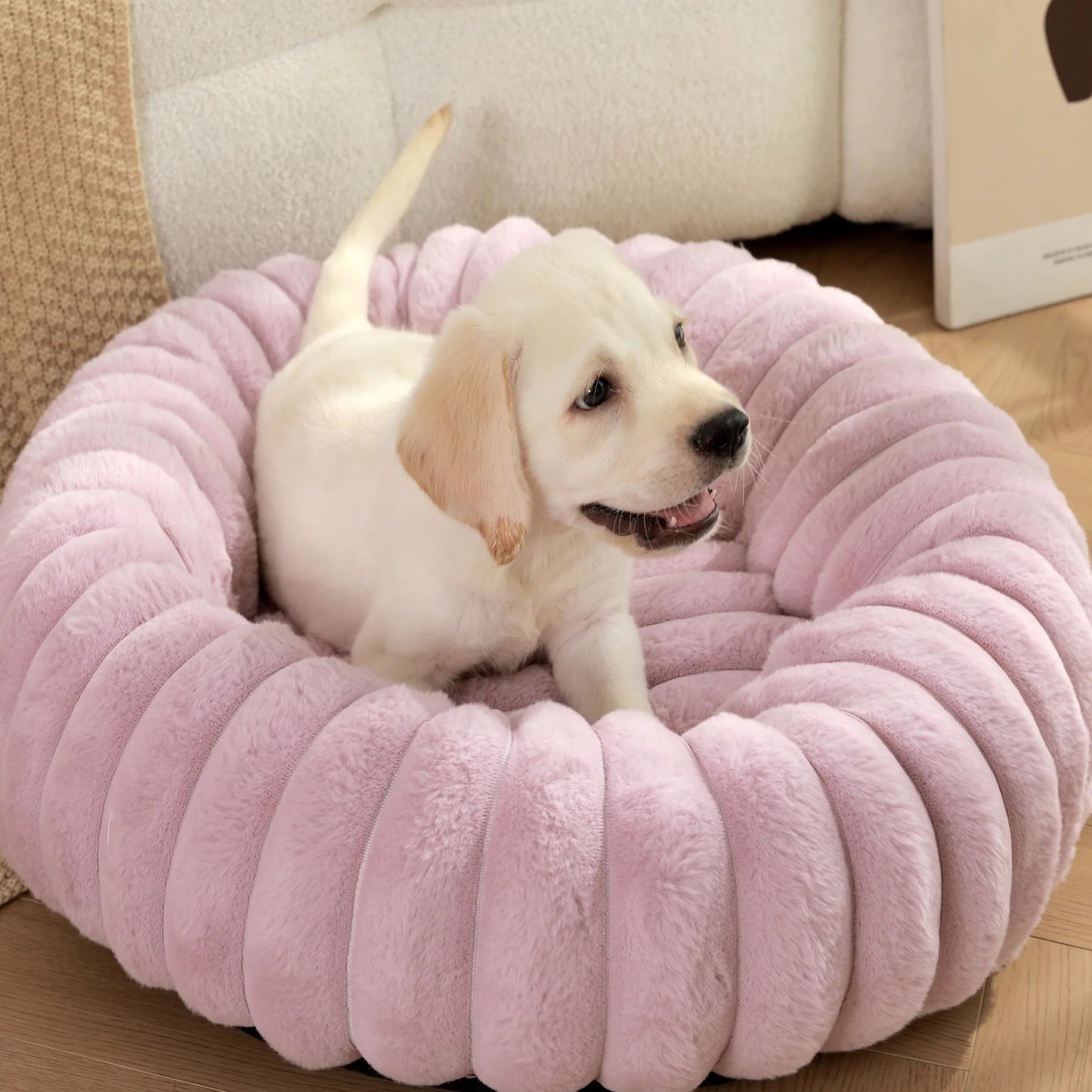 Home Plush Pet Nest Winter Cat Dog Bed Warm Detachable and Washable Round Cat Nest Pet Bed Seasonal Universal Decoration