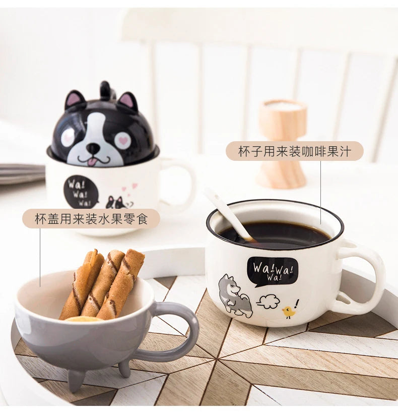 Shiba Inu Cat Coffee Cup Home Cartoon Animal Decoration Cup Creative Couple Ceramic Cup Afternoon Tea Breakfast Milk Tableware