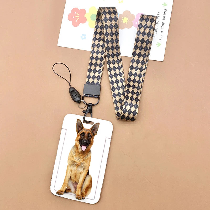 Cat and dog pattern Bank Credit ID Card Student Bus Card Holders Storage Protective Shell Pendant