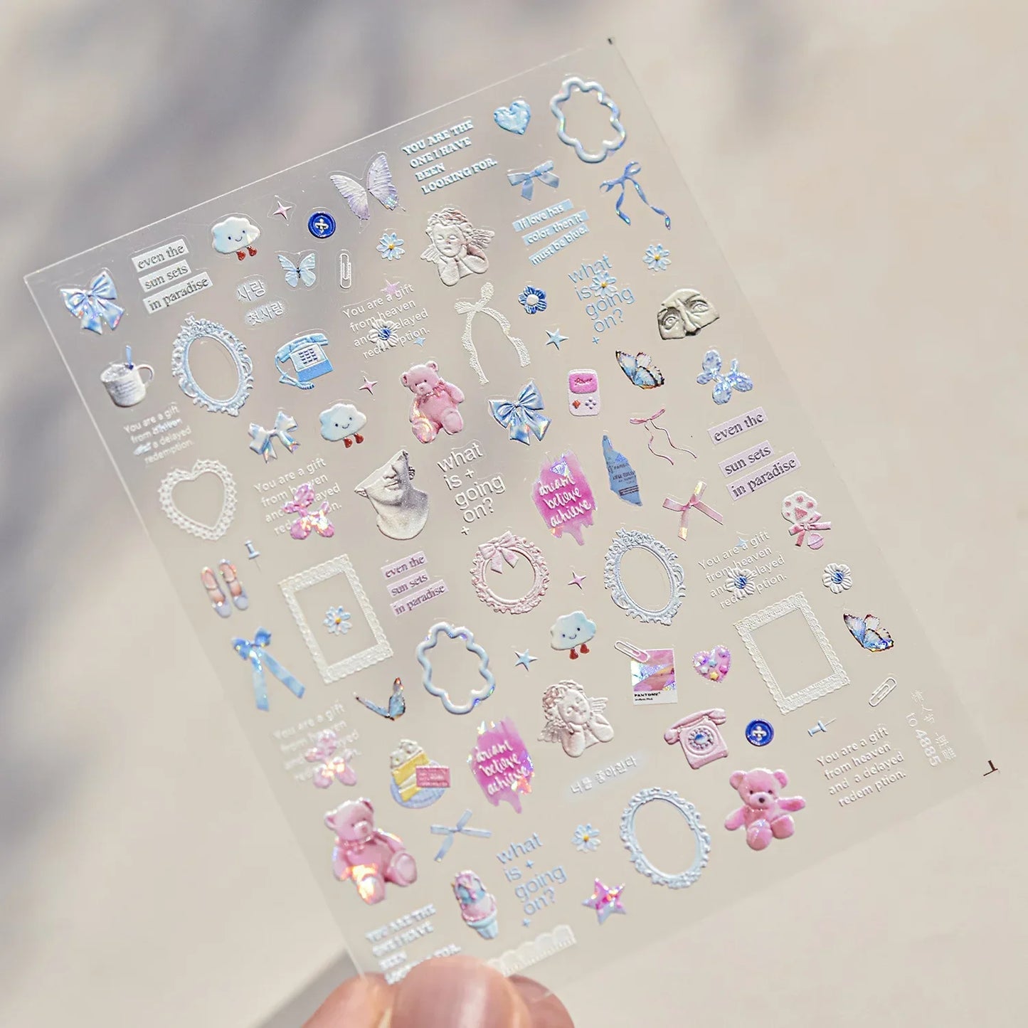 Graffiti Cat Claw Rabbit Bunny Bear Dog Flower Lovely Animal Fruit Dim Sum Candy Sunflower Adhesive 5D Nail Art Stickers Decal