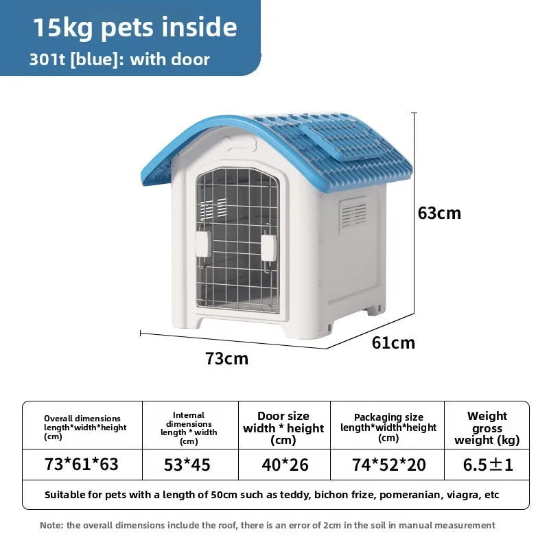 the IN THE DOGHOUSE - Large Waterproof Outdoor Doghouse - Detachable & Washable Dog Cage for Medium/Large Breeds, All-Weather Shelter