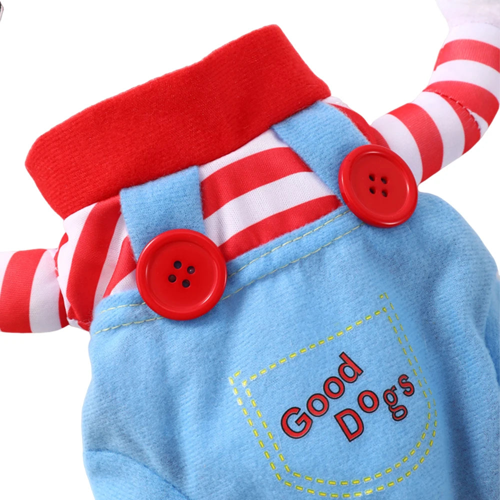 the CHUCKIE - Funny Large Dog Halloween Costume for Small Dogs/Cats, Adjustable Pet Cosplay Clothes, Cute Puppy Festival Gifts, Labrador Outfits