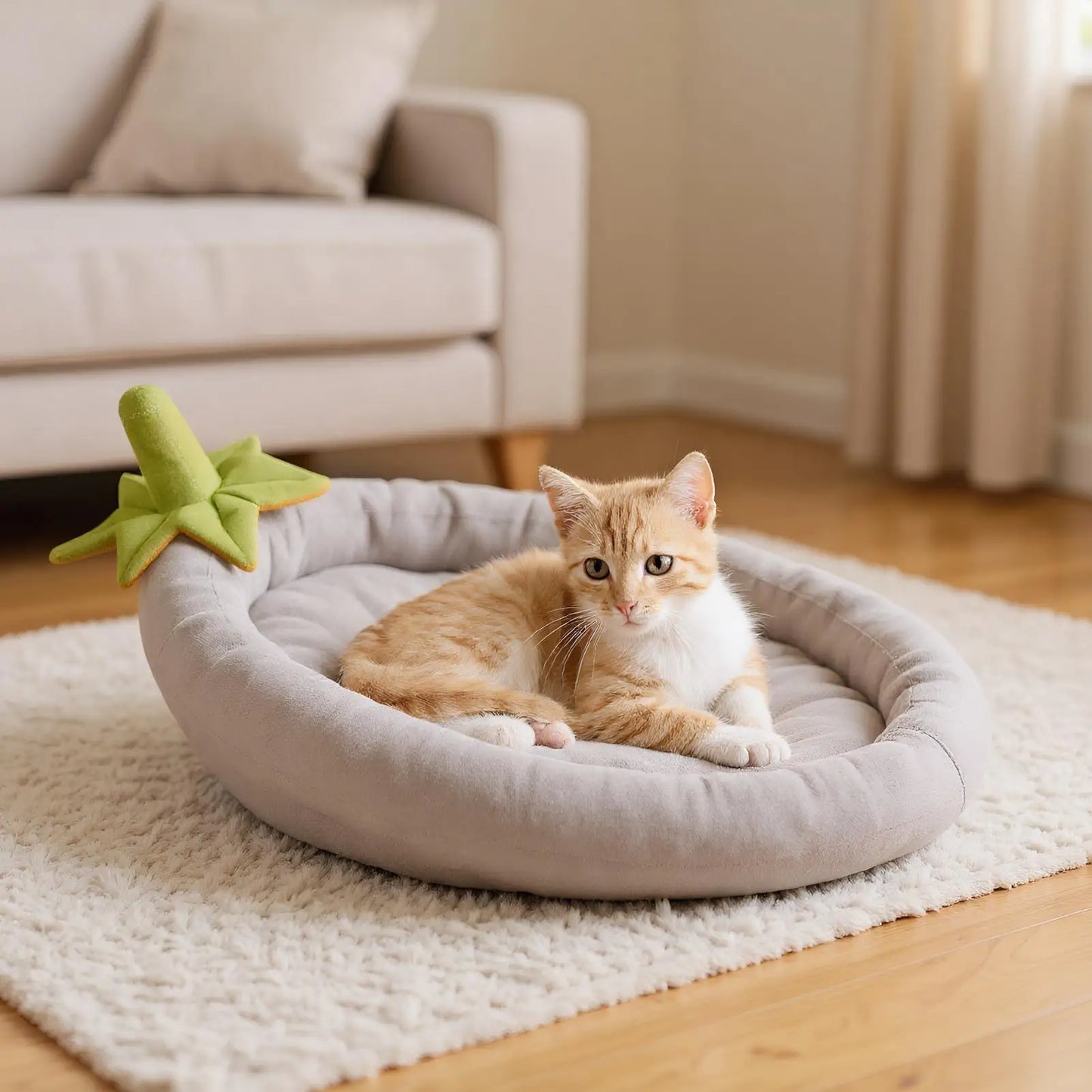 Dog Bed Eggplant Small Pet Bed Non-Slip Washable Warm Pet Nest For Garden Crate Travel Home Camping Outdoor Apartment Kennel