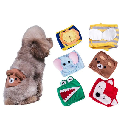 Cute Cartoon Dog Physiological Belt Elephant/Lion/Bear Cotton Dogs Panties Shorts Adjustable Soft Male Dog Safety Pants For Dogs