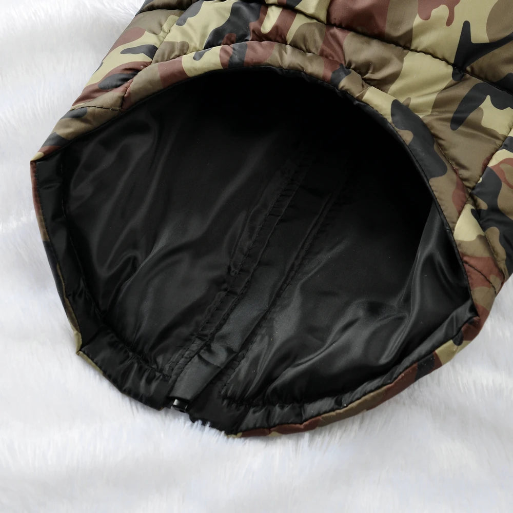 the CAMO COLDFRONT JACKET - Winter Dog Clothes for Medium/Large Dogs, Jacket Waterproof Labrador Coat, Camouflage Print Golden Retriever Outfits, Pet Costume