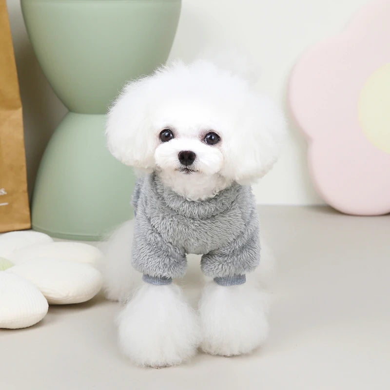 Autumn Winter Dog Cat Warm Clothes Pullover Plush Jumpsuit for Small Medium Dogs Chihuahua Poodle Bulldog Four-legged Coat