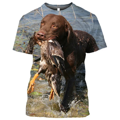 the DUCK HUNTER - Dog Camouflage Hunting T-Shirts Animal 3D Print Men Streetwear Short Sleeve T Shirt Oversized Harajuku Y2k Top Tees Man Clothing