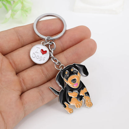 I LOVE Alaska Husky Dog Keychain Cute animal Cartoon dog Keychain dog Gift For woman Man Jewelry