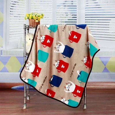 100x75cm Warm Pet Beds Cover Mat Thickened Coral Fleece Dog Blanket Soft BullDog Printed Quilt  Pet Sleeping Blanket Pet Mat