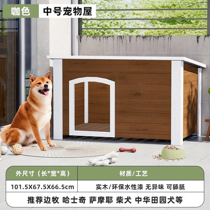 the GOOD DOG DOGHOUSE - Large Dog Kennel, Outdoor Semi-Enclosed Kennel, Winter Outdoor Doghouse, Rainproof and Cold-Proof Luxury Dog Villa
