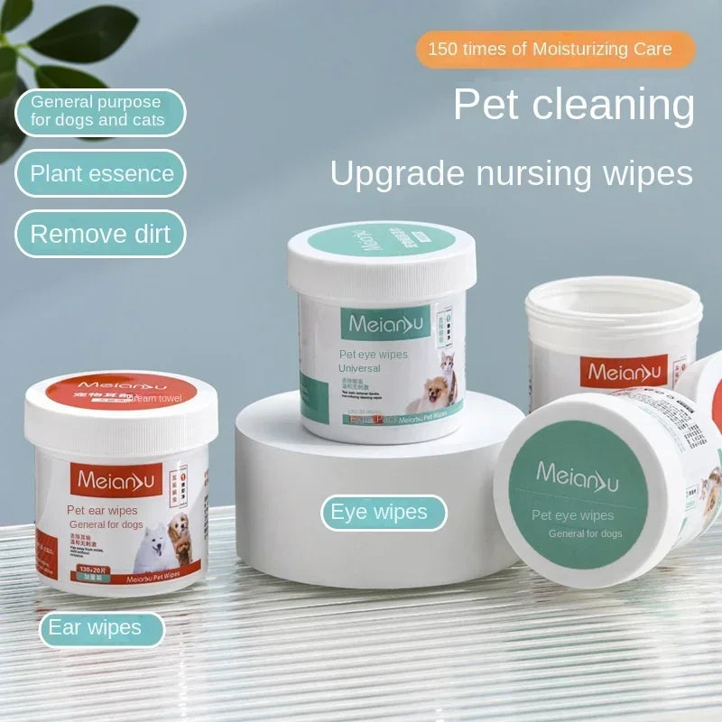 the DOGGY EAR & EYE WIPES - Universal Pet Wipes, Dog and Cat Earwax Cleaning Wipes, Cat/Dog Eyes and Ear Pet Eyes Wipes, No Irritation Cleaning/Grooming Wipes