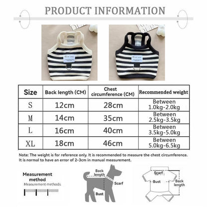 Summer Puppy Clothes Striped Small Dog Vest Bichon Frise Comfortable Black Dog Halter Vest Pet Clothes with D Ring