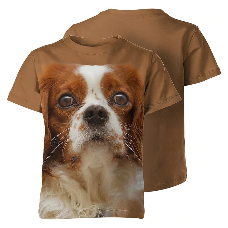 the DOG FACE - Cute Pet Dogs Pattern T-Shirt, Summer Fashion Short Sleeve Funny Men/Women/Kid 3D Printed T-Shirts, Casual Streetwear Loose Tees