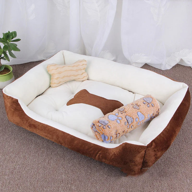 Non-slip Pet Bone Bed for Small Medium Large Dogs Winter Warm Puppy Big Dog Cushion Bulldog Cat mascotas Beds legowisko dla psa