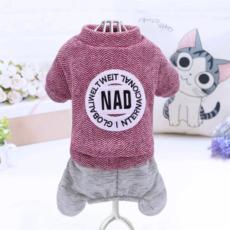 Pet clothing, dog four-legged hoodie, new autumn and winter Pomeranian Teddy with fleece Corgi Bichon Frise puppy clothing