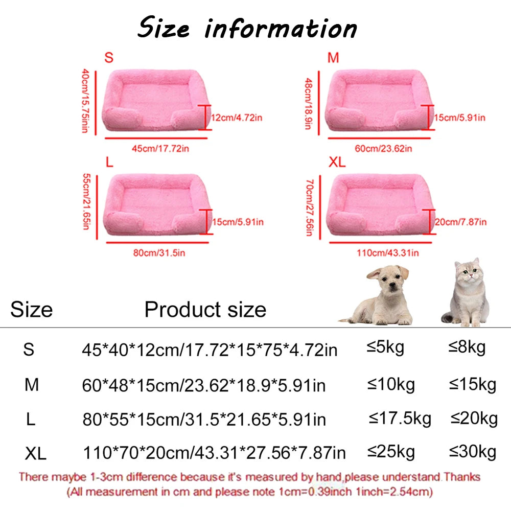 Full Filling Medium Dog Bed Half Surround Large Dog Sofa Soft Square Cat Bed Kennel Plush Puppy Nest House Accessories