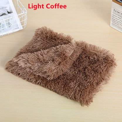 Fluffy Mat Long Plush Pet Blanket Cat Sleeping Mats Puppy Winter Warm Thin Kennel Cushion Soft Covers for Large Dogs Mattress