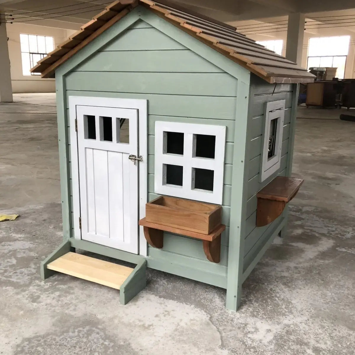 the CUTESY COTTAGE - Large Solid Wood Kennel, Outdoor Waterproof and Cold-Resistant Warm Doghouse, Pet Dog Cage, Dog Villa Four Seasons Pet Rainproof