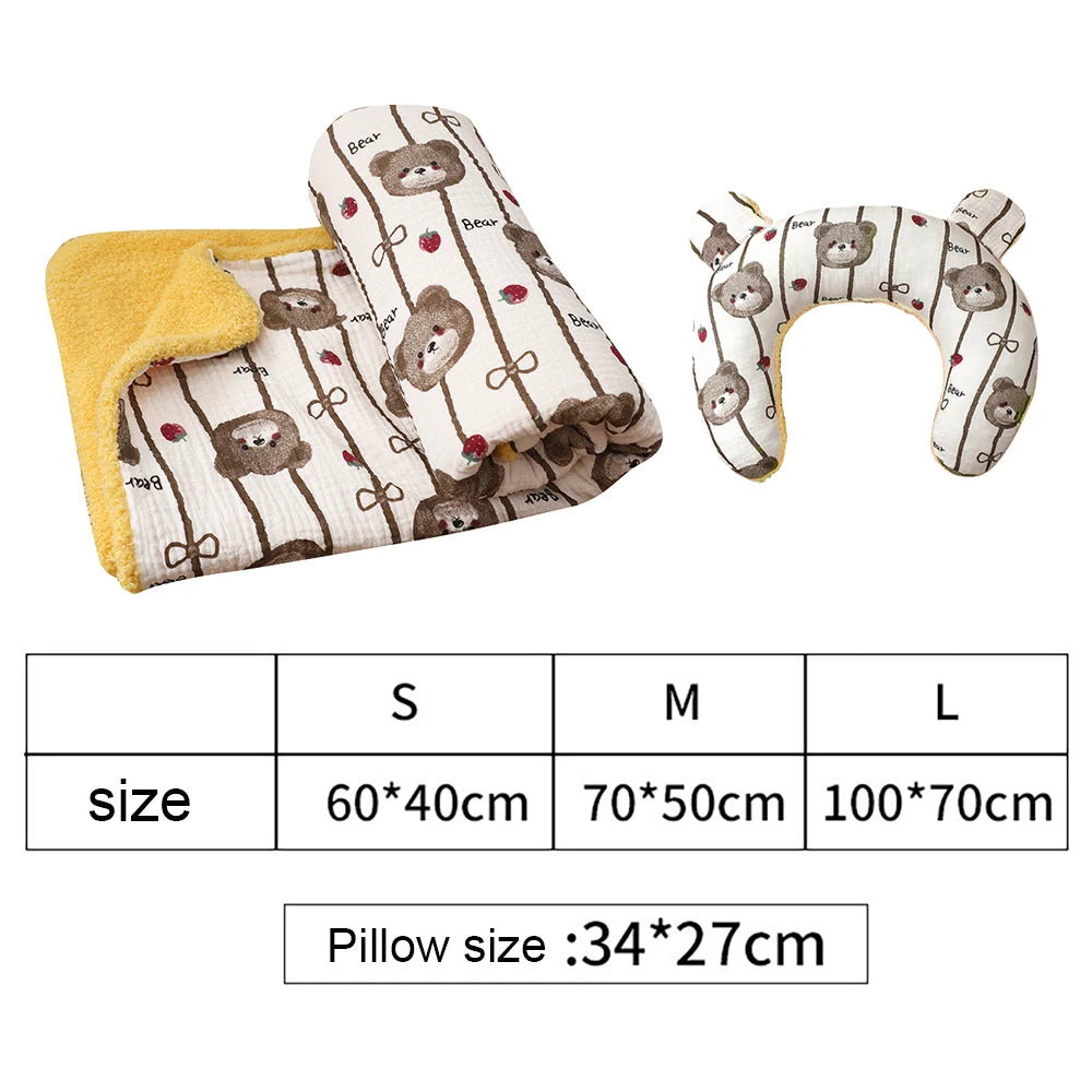 Cozy Dog Bed Pillow with Matching Blanket Reversible Plush Pillow  Blanket Combo Non-Slip Pet Mat for Crates, Floors, or Travel