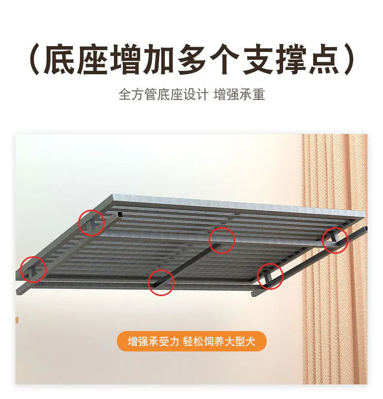 Heavy Duty Dog Cage Large Medium Pet Cage with Toilet Full Square Tube Indoor Dog House