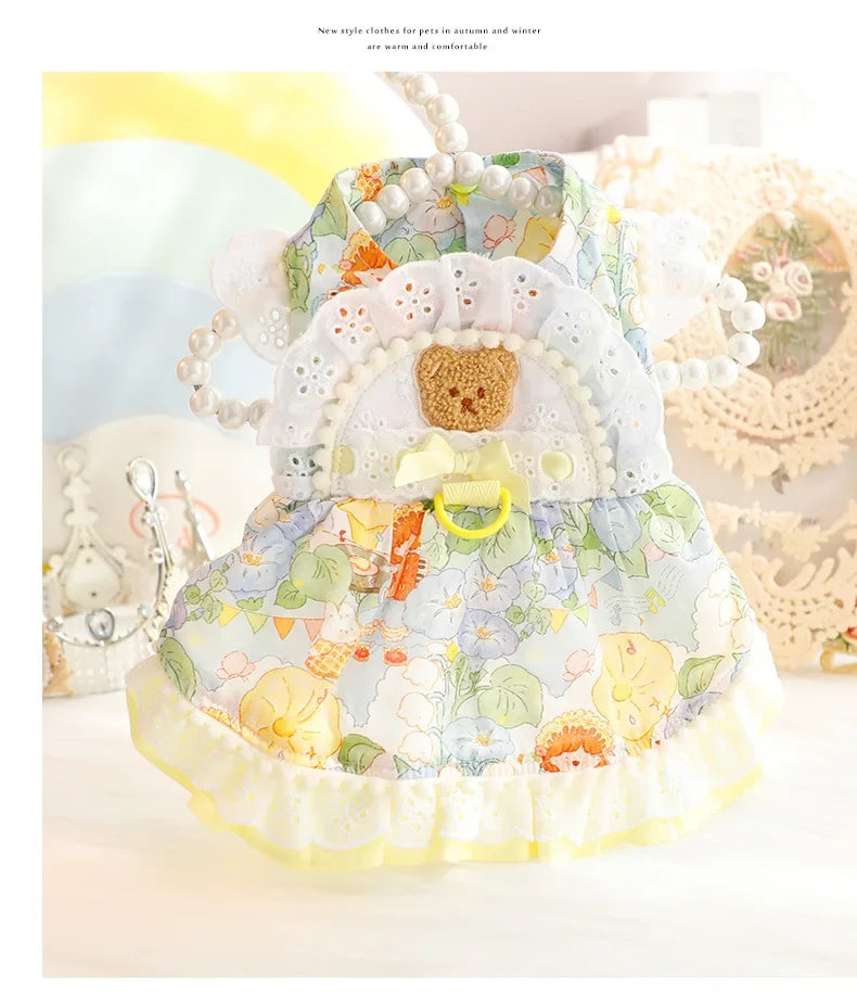 Thin Cat Princess Dress Milk Bear Fructose Lolita Small Dog Teddy Pet Clothes Spring and Summer