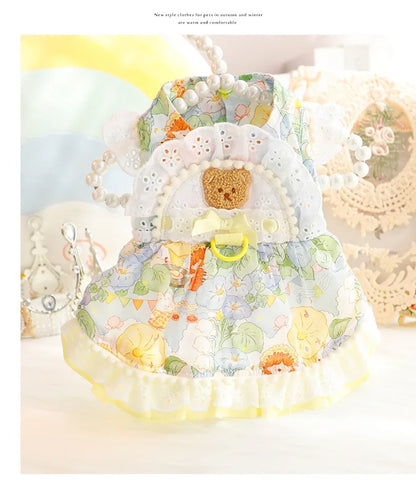 Thin Cat Princess Dress Milk Bear Fructose Lolita Small Dog Teddy Pet Clothes Spring and Summer