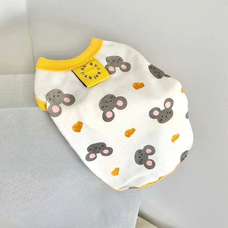 Pet Dog Clothes Puppy Summer Vest Thin Pomeranian Jumper Bear Print T-shirt Teddy Cartoon Clothing Dog Products XS-XL