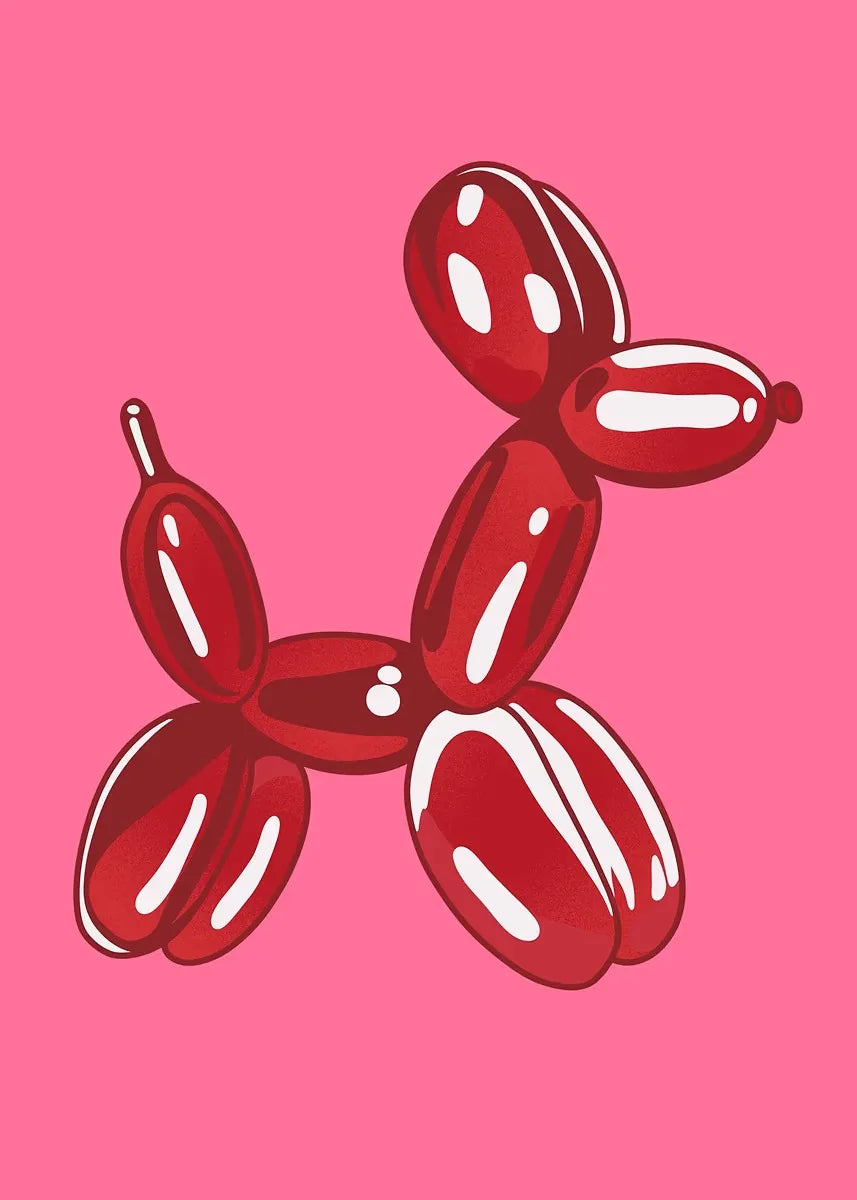 Pink Balloon Dog Posters and Prints Canvas Painting Modern Funny Wall Art Picture for Preppy Bedroom Teens Dorm Room Decor Gift