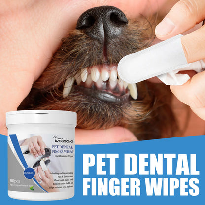 the DOGGY DENTAL WIPES - Teeth Cleaning Wipes for Dogs & Cats, Remove Bad Breath by Removing Plaque, Disposable Gentle Cleaning & Gum Care