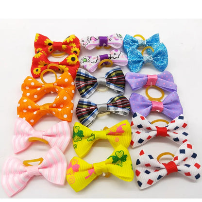 1Pcs Puppy Bow Handmade Movable Pet Dog Grooming Hair Accessories Dog Bows With Rubber Band For Small Dog and Cat Pet Products