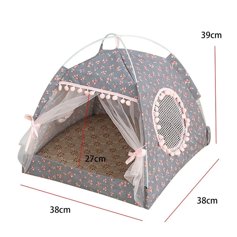 the DAINTY DOGHOUSE - Pet Dog/Cat Tent, Summer Cave Hut Cat/Dog, Sleep House for Kitten/Puppy, Playpen Cage Basket Kennel, Small Doghouse Bed Chihuahua