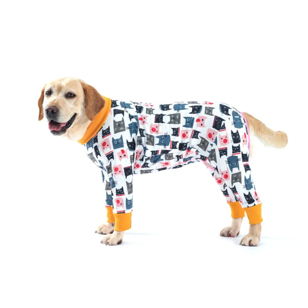 2024 New Halloween Prints Dog Four-legged Suit for Large Medium Bodysuit Dogs Pajamas PJS Full Body for Shedding Prevent Licking