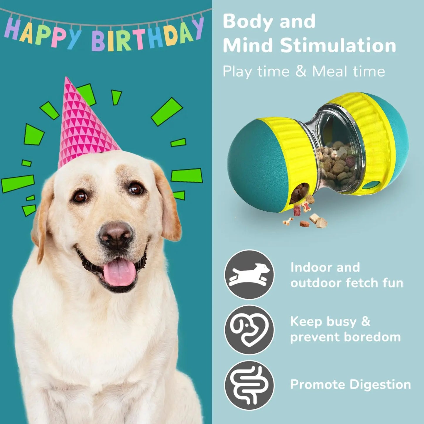 Dog Toys & Adjustable Slow Feeder Ball - Dog Puzzle Toy – Ideal Toys to Keep Them Busy - Treat Ball for Dogs