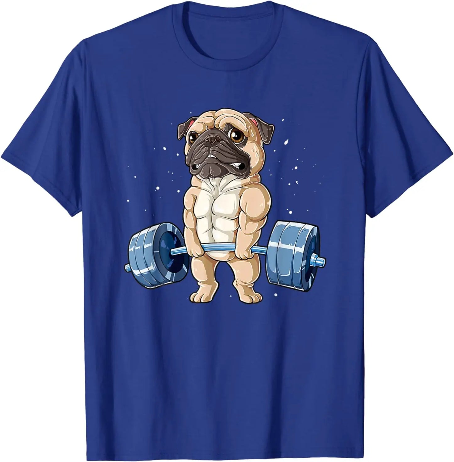 the PUG GYM DOG - Pug Weightlifting Funny Animal Men Fitness Gym Workout Tee, T-Shirt for Men/Women, Men Clothing Print Tee