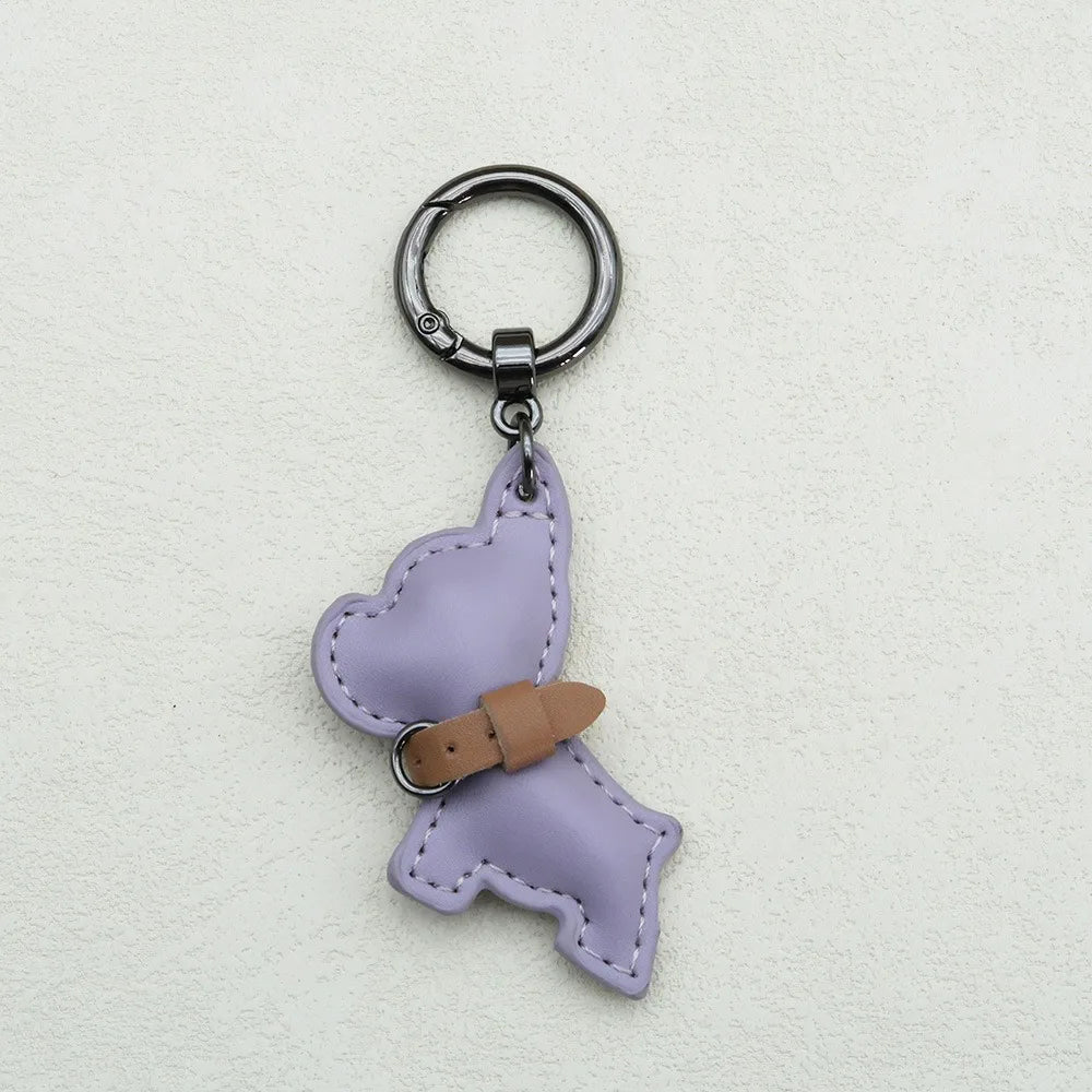 Kawaii Cute Chubby Leather Keychain French Bulldog Charm Dog Dolls Bag Hanging Exquisite Dog Pendant Friend