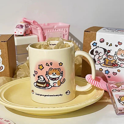 Cartoon Mug Fashion Handheld Water Drinking Cup Multi-Purpose Chic-Style Coffee Cup Hand-made Decor Tea Coffee Cup for Friends