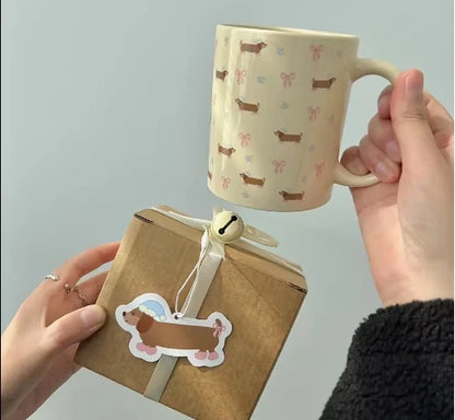 Cute Dachshund Dog Coffee Mug Funny Novelty Ceramic Tea Cup Dishwasher Microwave Safe Home Ideal Gifts for Men Women
