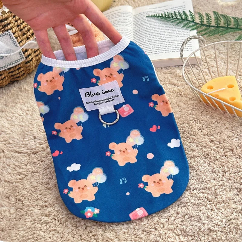 Four Seasons NewinsJapanese and Korean Style Thermal Pet Dog Cat Clothes Teddy Bichon Pulling Vest Wholesale