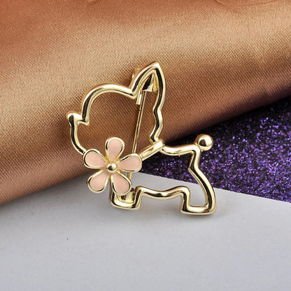 Hollow Cute Puppy Brooch Cartoon Dog Badge Women's Suit Accessories Neckline Anti-Exposure Buckle Pins Fixed Decoration Jewelry