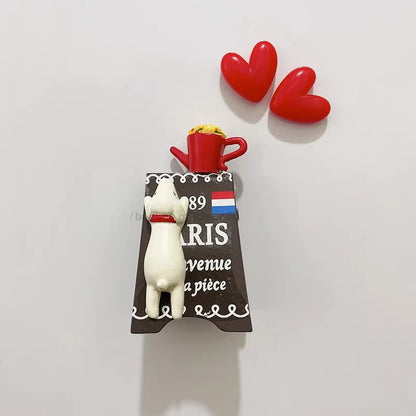 3D Fridge Magnet Puppy Cartoon Cat and Dog Refrigerator Stickers  Anti-theft Entrance Door Decorative Magnetic Creative Message